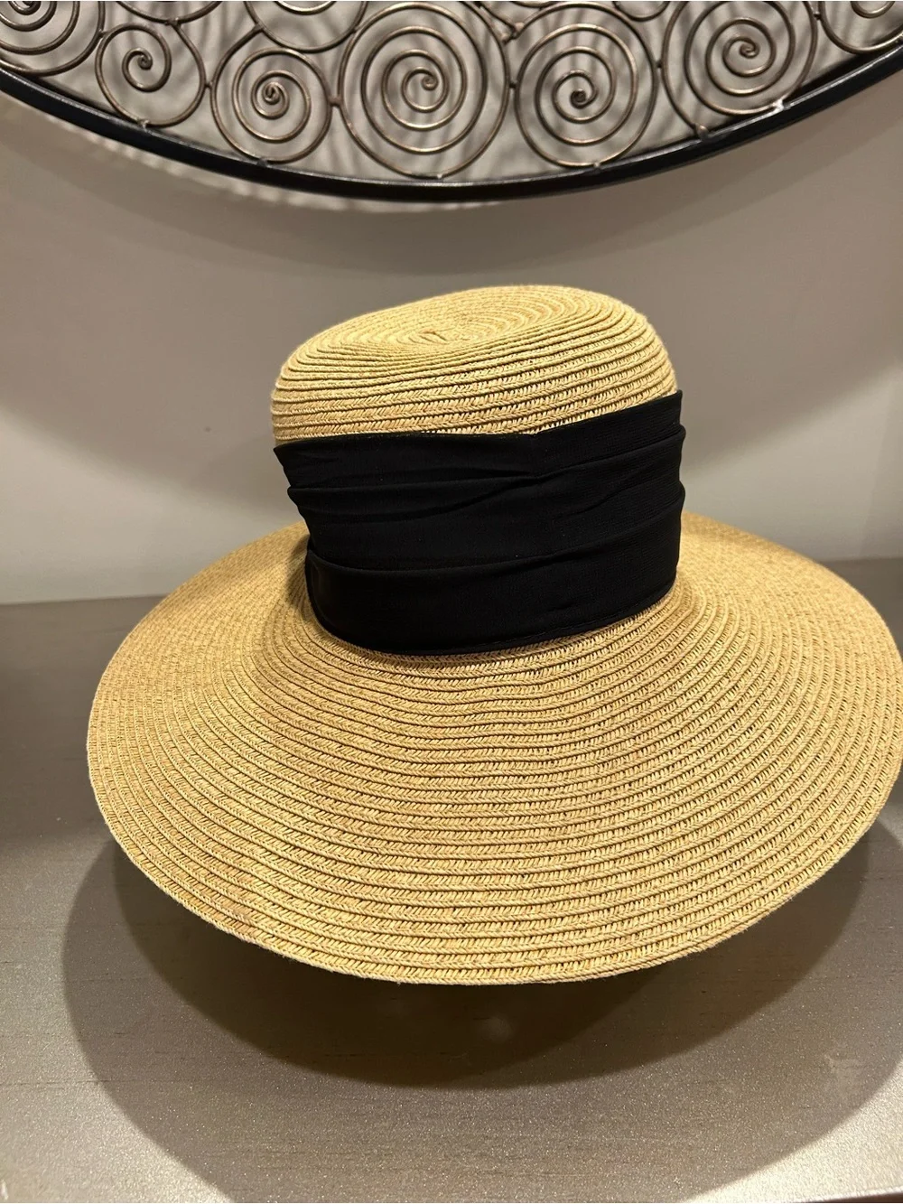 Scala Natural Straw Sun Hat with Black Band